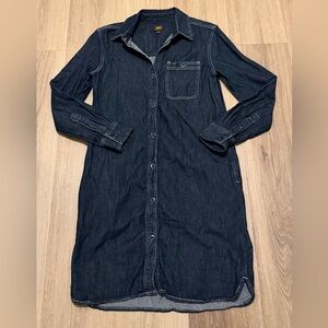 Lee Women’s Dark Blue Denim Button-Down Shirt Dress size XS